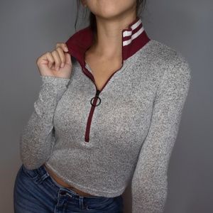 Collared Grey Long Sleeve UrbanOutfitters Sweater